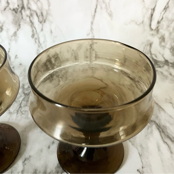 Vintage Libbey Tawny Sherbet/Champagne Glasses - Smoke Brown - Picture 4 of 7